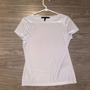 White House Black Market Silver Velour Tee